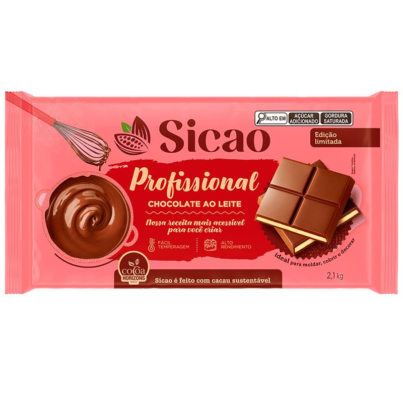 Chocolate ao Leite Profissional - Barra - 2,1 kg - 1 unidade - Sicao - Magazine 25