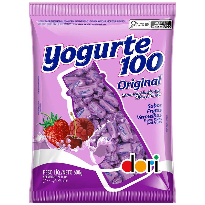 Bala Mastigável Yogurte 100 Frutas Vermelhas 600g - Dori