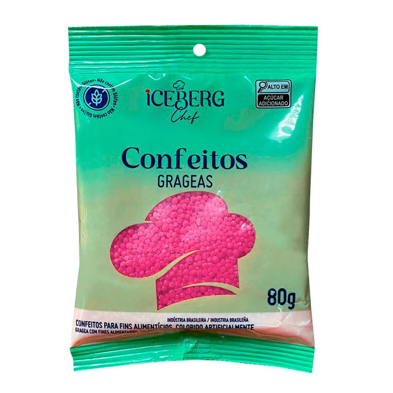 Confeito Grageas Rosa 80g - Iceberg Chef