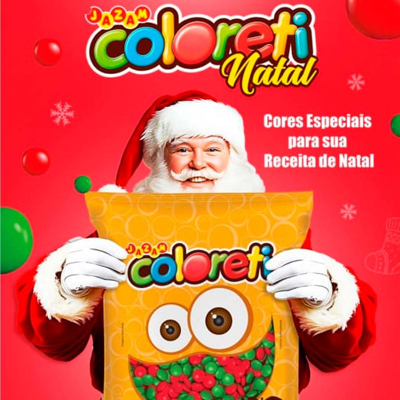 Confeito Chocolate Verde e Vermelho Natal Coloreti 500g - Jazam