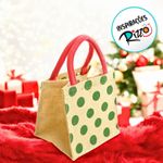 Bolsa De Natal De Juta - Verde, Cru e Vermelho - 19x19cm - 1 unidade - Cromus - Magazine 25