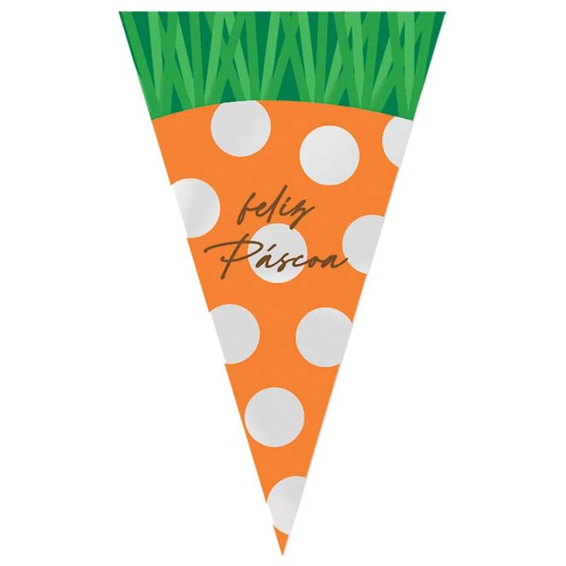 Cone Festa Cenoura Feliz Páscoa - 17,5x29,5cm - 50 unidades - Cromus - Rizzo