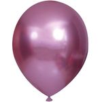 Balão Cromado Redondo 5" Liso Rosa - 25 Un