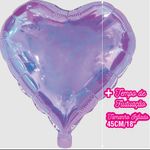 Balão Metalizado Coração Gelo Roxo Cristal 18" - 1 Un