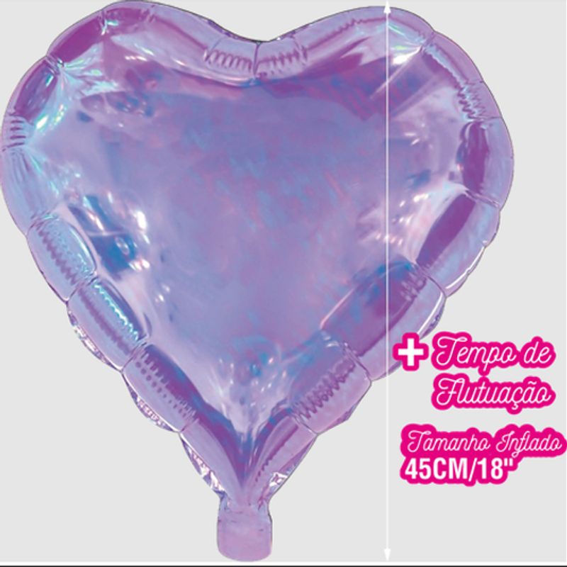 Balão Metalizado Coração Gelo Roxo Cristal 18" - 1 Un