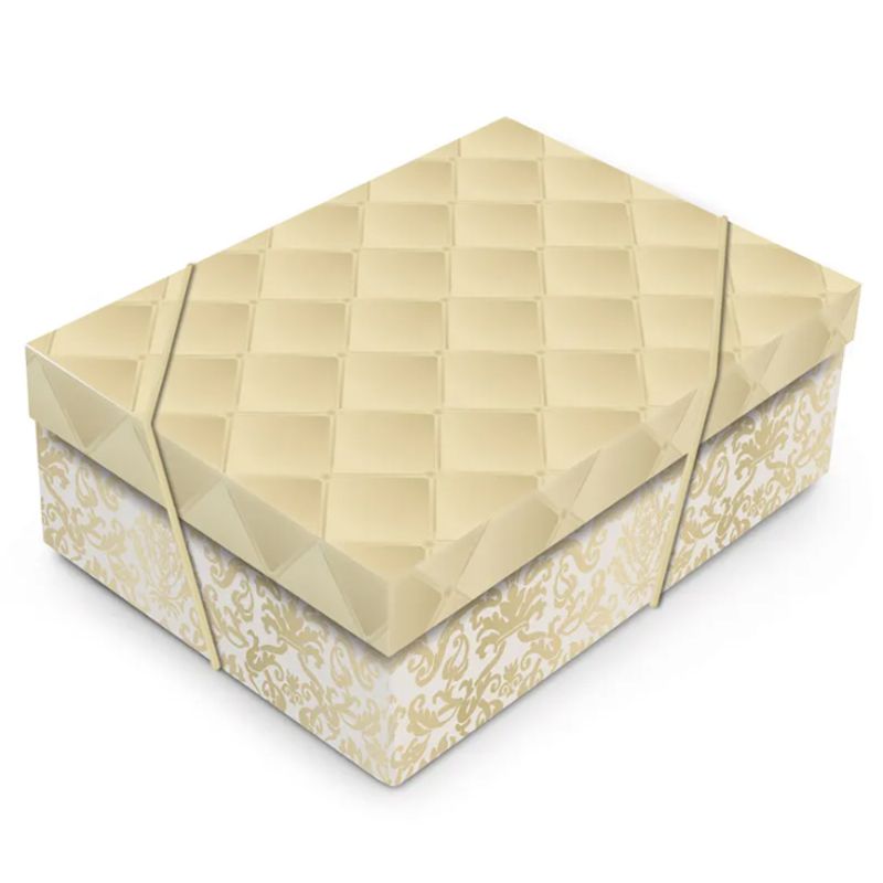 Caixa Retangular com Tampa Luxúria Ouro M 35x25x11cm - 10 Un
