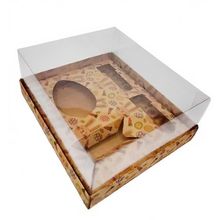 Caixa Ovo de Colher Kit Confeiteiro - Meio Ovo de 100g a 150g - 20cm x 15,5cm x 9,7cm - Coelhos Coloridos - 5 unidades -