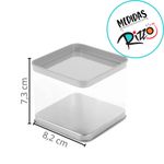 Lata Quadrada Transparente Azul - 8,2x8,2x7,2cm - 6 unidades - Artegift - Rizzo