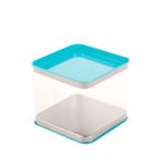 Lata Quadrada Transparente Azul - 8,2x8,2x7,2cm - 6 unidades - Artegift - Rizzo