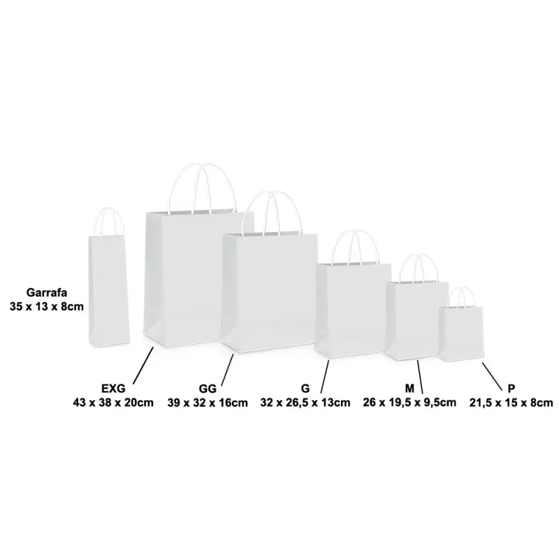 Sacola de Papel PP 16x12x7cm Liso Branco - 10 Un