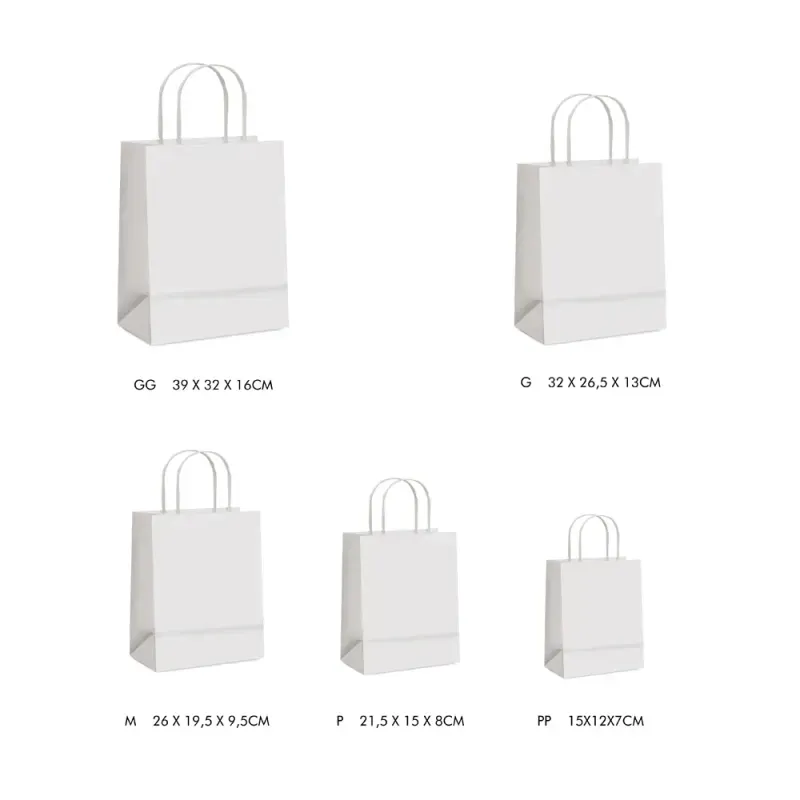 Sacola de Papel PP 16x12x7cm Liso Branco - 10 Un