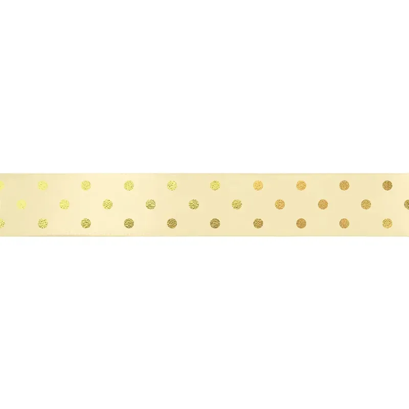 Fita Decorativa Cetim Estampado Poá 21,5mmx30m Amarelo - 1 Un