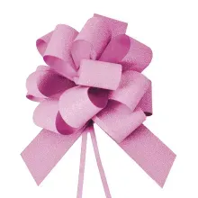 Laço Pronto Glitter 18mm Liso Pink - 10 Un