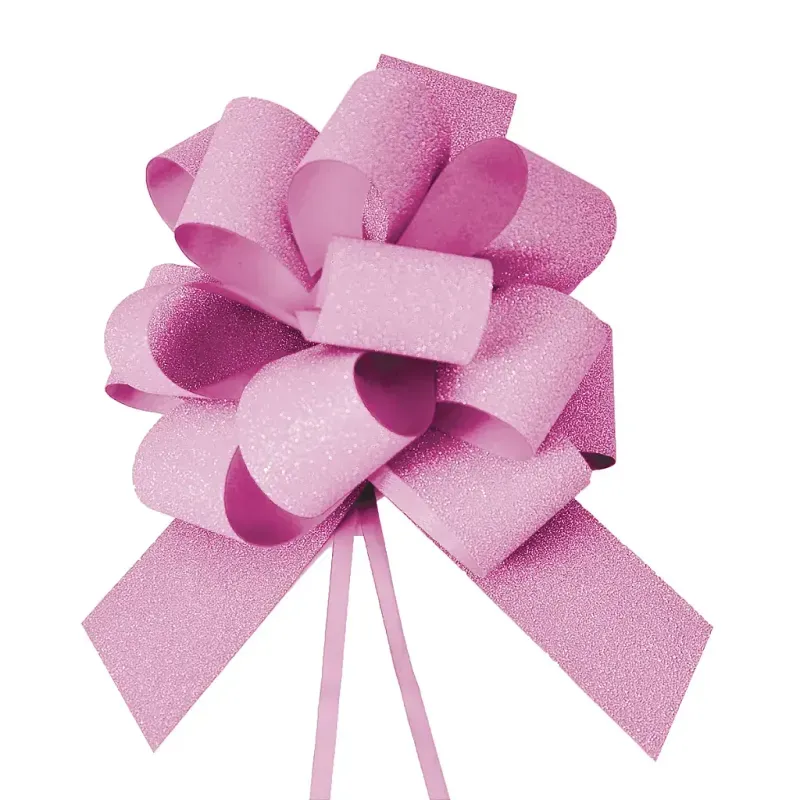 Laço Pronto Glitter 18mm Liso Pink - 10 Un