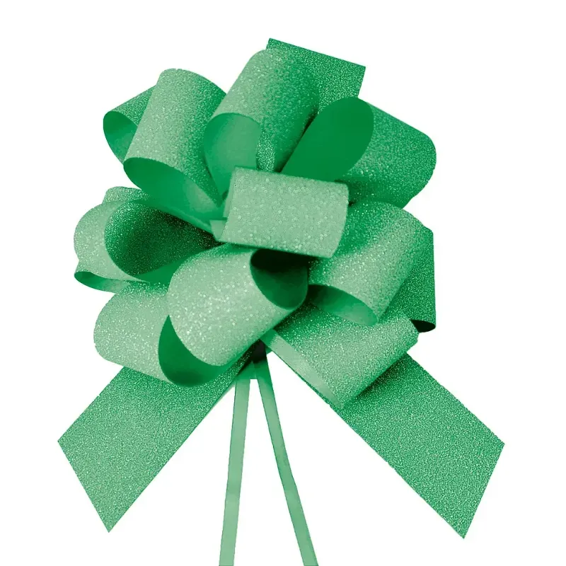 Laço Pronto Glitter 18mm Liso Verde - 10 Un