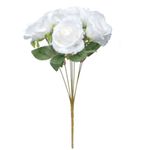 Buquê 7 Rosas Flores Permanentes Branco 41cm - 1 Un