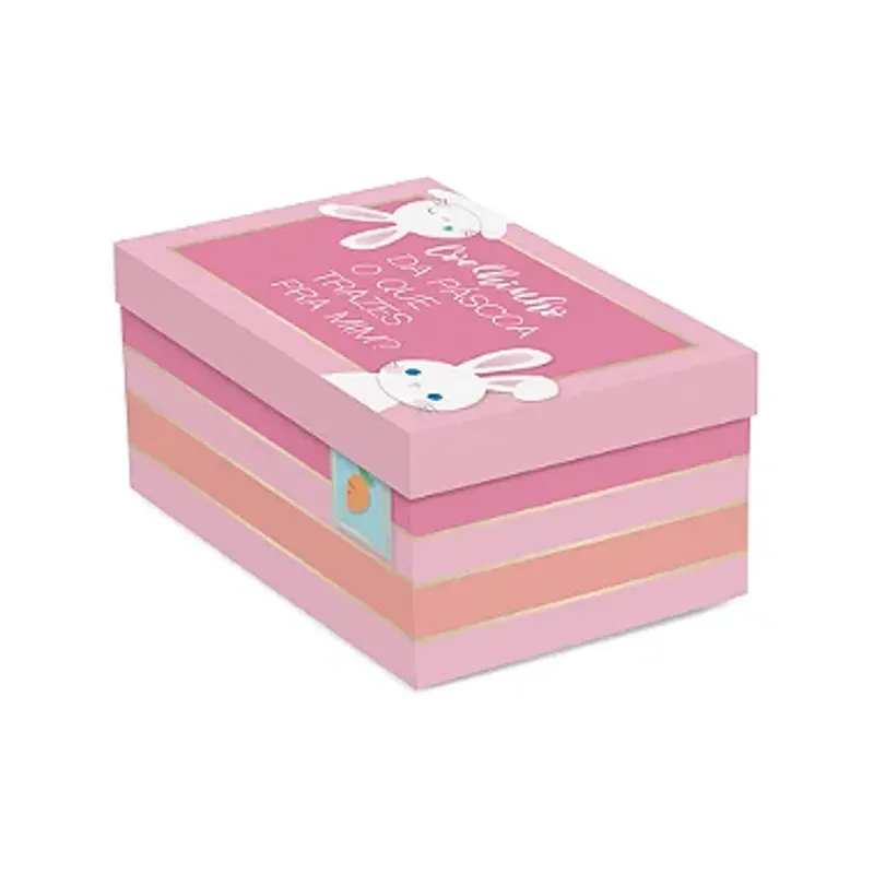 Caixa Surpresa Para 1 Meio Ovo Coelhinhos 350g 17,5x13,5x10cm Rosa - 10 Un