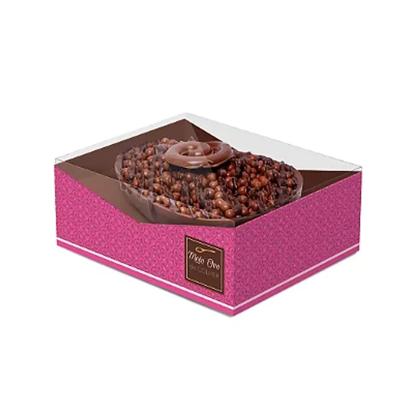 Caixa Meio Ovo de Colher Chocolatier 350g Rosa - 12 Un