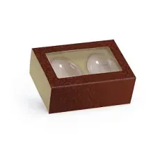 Caixa Luva para Dois Meio Ovo Marrom e Ouro 50g - 12 Un