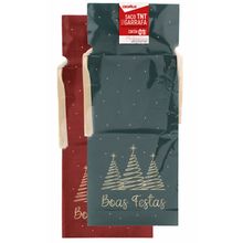 Saco de TNT com Laço Para Garrafa 16x40cm Boas Festas Composê - 8 Un