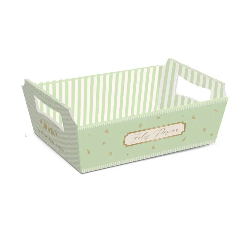 Cesta de Papel Cartão Quinn Verde P 18x13x7,5cm - 10 Un