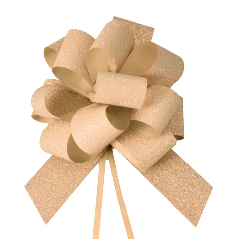 Laço Pronto Glitter 30mm Liso Nude - 10 Un