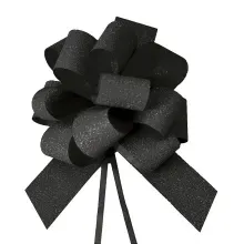 Laço Pronto Glitter 30mm Liso Preto - 10 Un