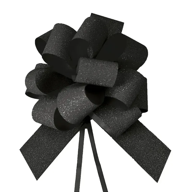 Laço Pronto Glitter 30mm Liso Preto - 10 Un