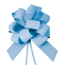 Laço Pronto Glitter 30mm Liso Azul - 10 Un