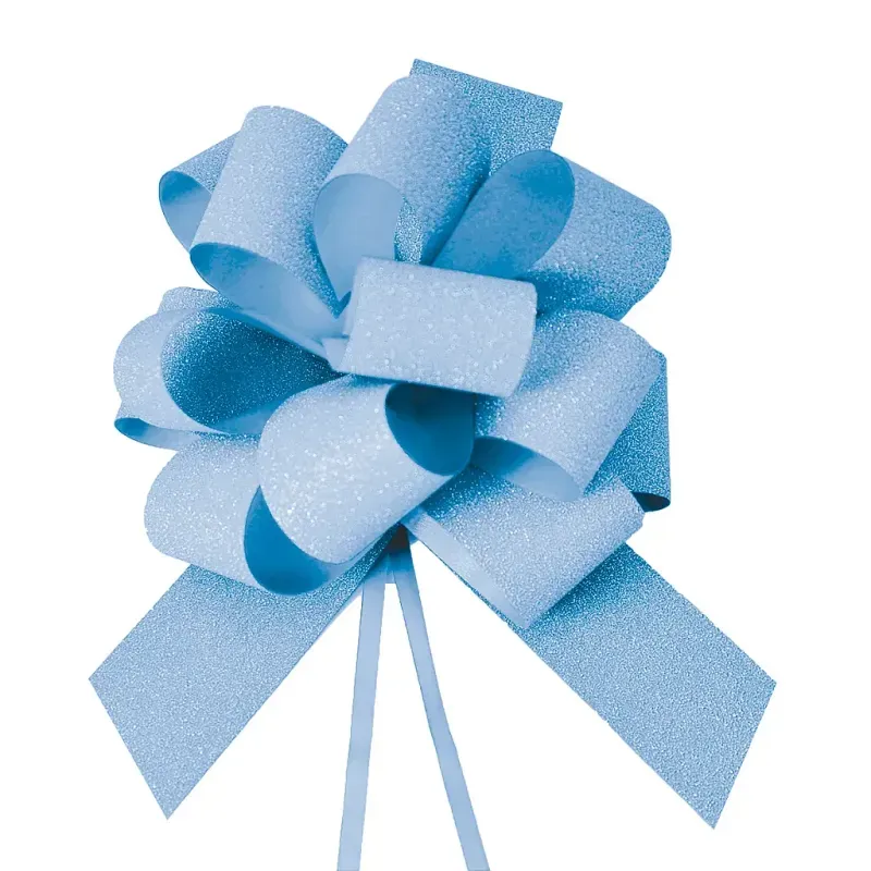 Laço Pronto Glitter 30mm Liso Azul - 10 Un