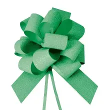 Laço Pronto Glitter 30mm Liso Verde - 10 Un