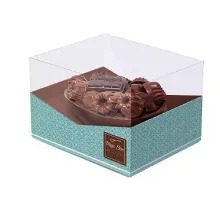 Caixa Meio Ovo de Colher com Acetato Chocolatier 350g Turquesa - 12 Un