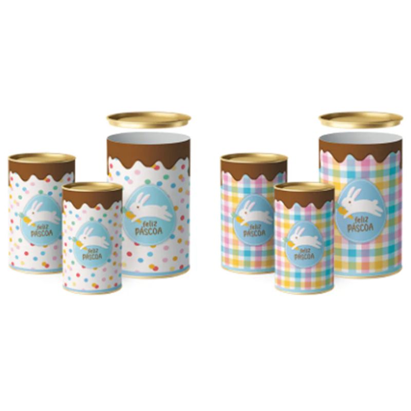 Lata Para Ovo Rígida 250g Páscoa Jump Composê 9x16,5cm - 12 Un