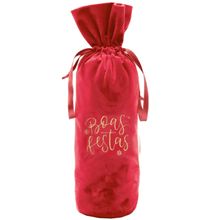 Saco Decorativo Para Garrafa Boas Festas 35cm Vermelho - 12 Un