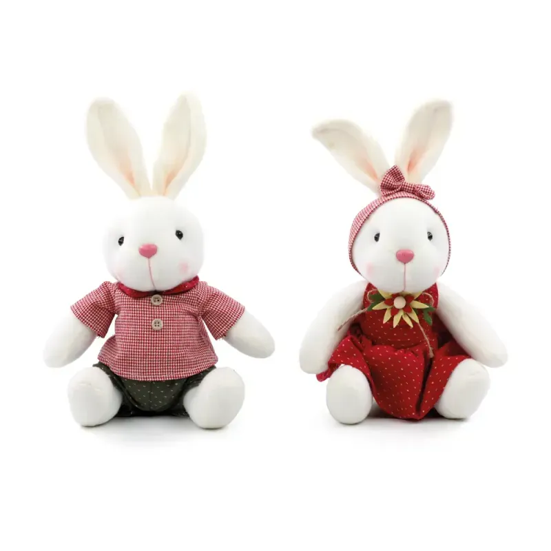 Coelho Decorativo de Tecido Sentado Listras Sortido Pasquali 32cm - 2 Un
