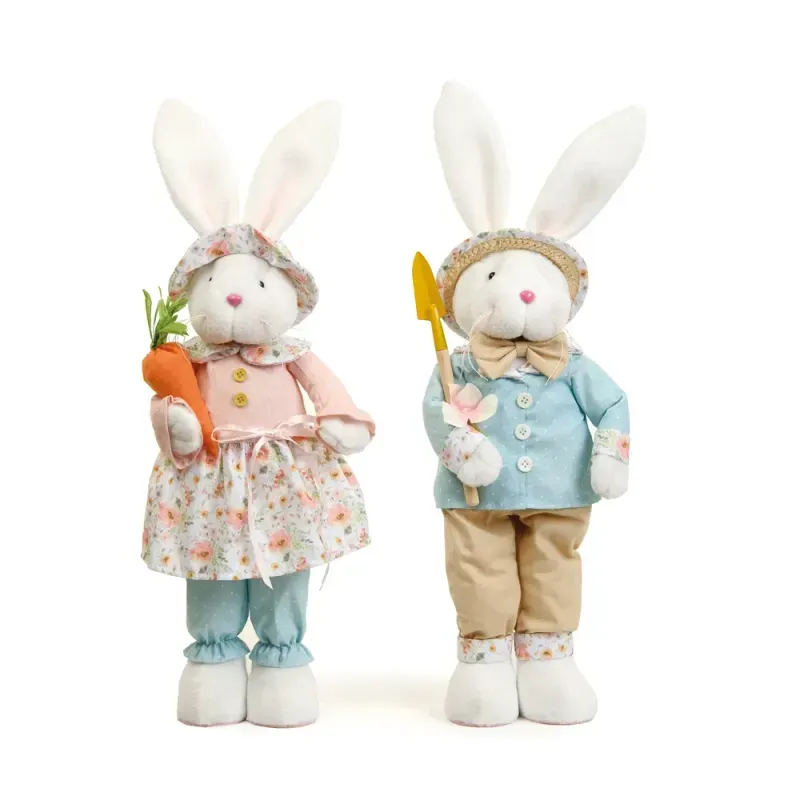Coelho Decorativo de Tecido com Cenoura Sortido Chiclete 53cm - 2 Un