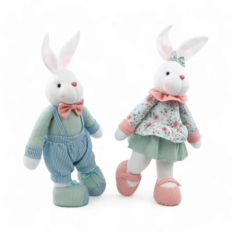 Coelho Decorativo de Tecido Floral Listras Happy Spring 44cm - 2 Un