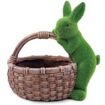 Coelho Decorativo de Tecido Grama com Cesta Mesh 36x25cm - 1 Un