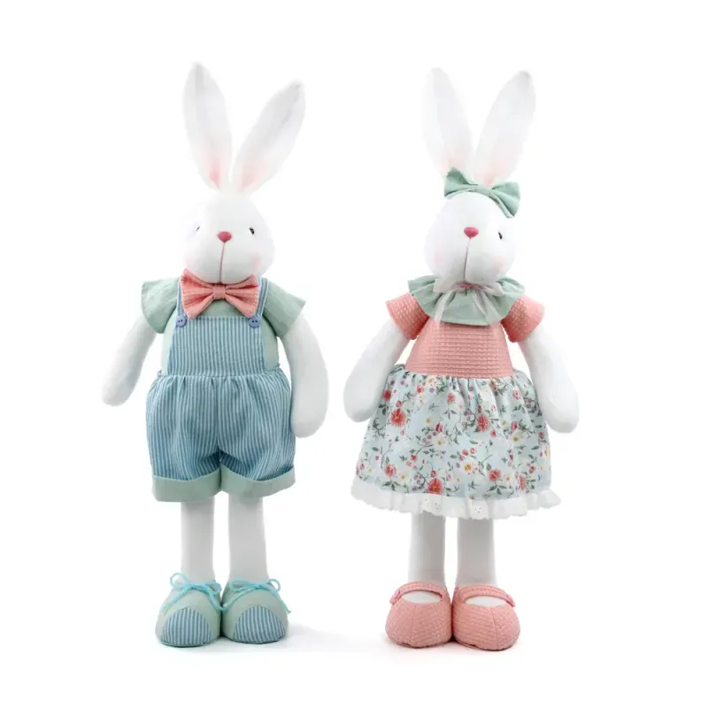 Coelho Decorativo de Tecido Floral Listras Happy Spring 60cm - 2 Un