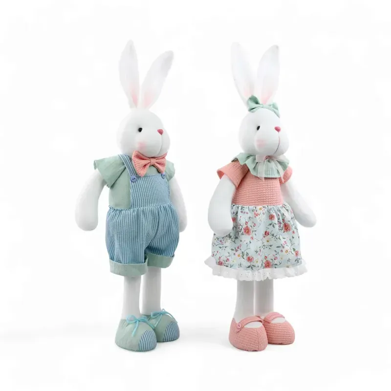 Coelho Decorativo de Tecido Floral Listras Happy Spring 60cm - 2 Un