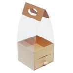 Sacola com Gaveta Liso P 10x10x10cm Kraft - 1 Un