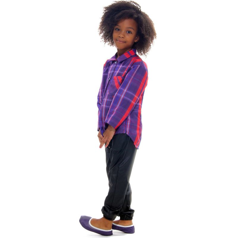 Camisa Junina Xadrez Infantil Unissex Rosa ou Roxa Roxo P