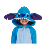 Fantasia Infantil Stitch Longa Azul com Capuz e Cauda G