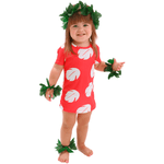 Fantasia Lilo Bebê Havaiana Vestido Vermelho com Folhas M