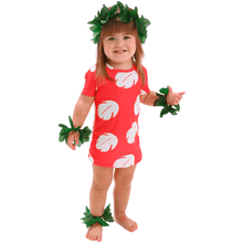 Fantasia Lilo Bebê Havaiana Vestido Vermelho com Folhas