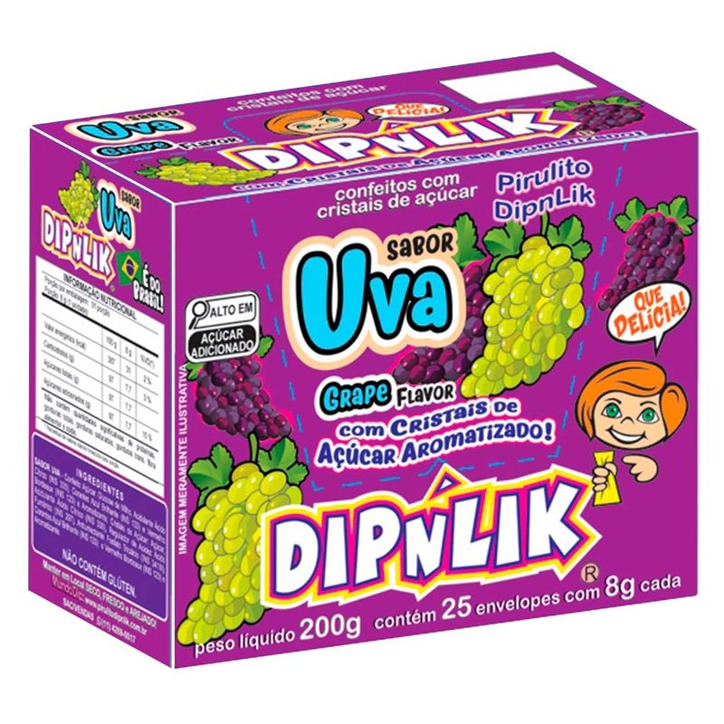 Pirulito com Açúcar Uva c/25 - Dipnlik