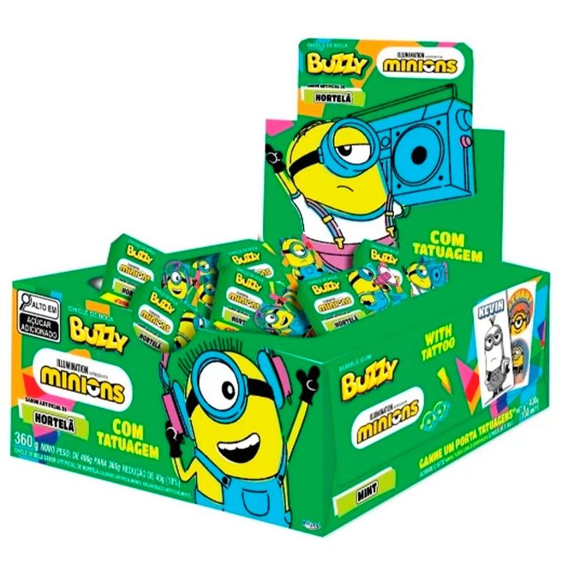 Chiclete Buzzy Minions Hortelã c/90 - Riclan