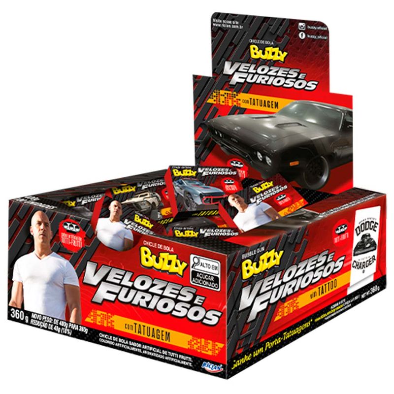 Chiclete Buzzy Velozes e Furiosos Tutti Frutti c/90 - Riclan