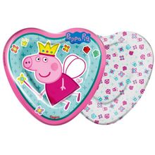 Prato de Papel Coração Festa Peppa Pig Princesa - 08 unidades - Regina - Rizzo