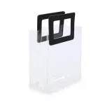 Kit Sacola PVC Alça Retangular Transparente e Preta 16,4x14,2x7,3cm - 10 Un
